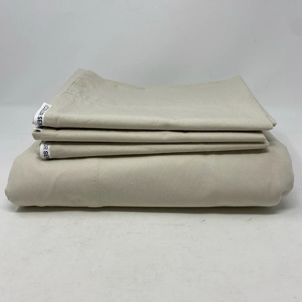 Color Sense Sheet SET 3 Standard Pillowcases 1 Queen Flat Sheet Sateen Hygge